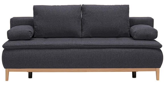 BOXSPRINGSOFA  mit Stoffauswahl, Schlafen auf Sitzhöhe Flachgewebe Dunkelgrau  - Eichefarben/Dunkelgrau, Design, Holz/Textil (202/93/100cm) - Carryhome