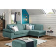 ECKSOFA in Flachgewebe Petrol  - Silberfarben/Petrol, KONVENTIONELL, Holz/Textil (255/186cm) - Cantus