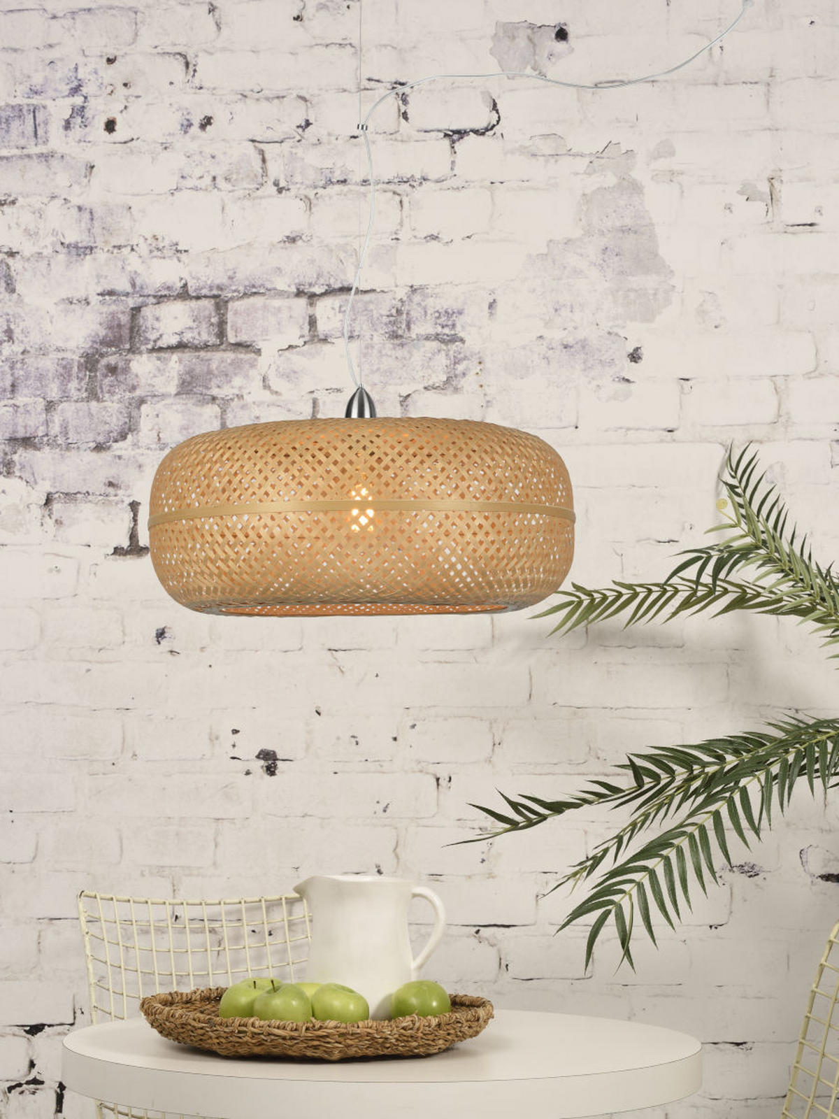 HÄNGELEUCHTE GOOD&MOJO 63/378 cm   - Chromfarben/Braun, Design, Naturmaterialien/Kunststoff (63/378cm) - Good & Mojo