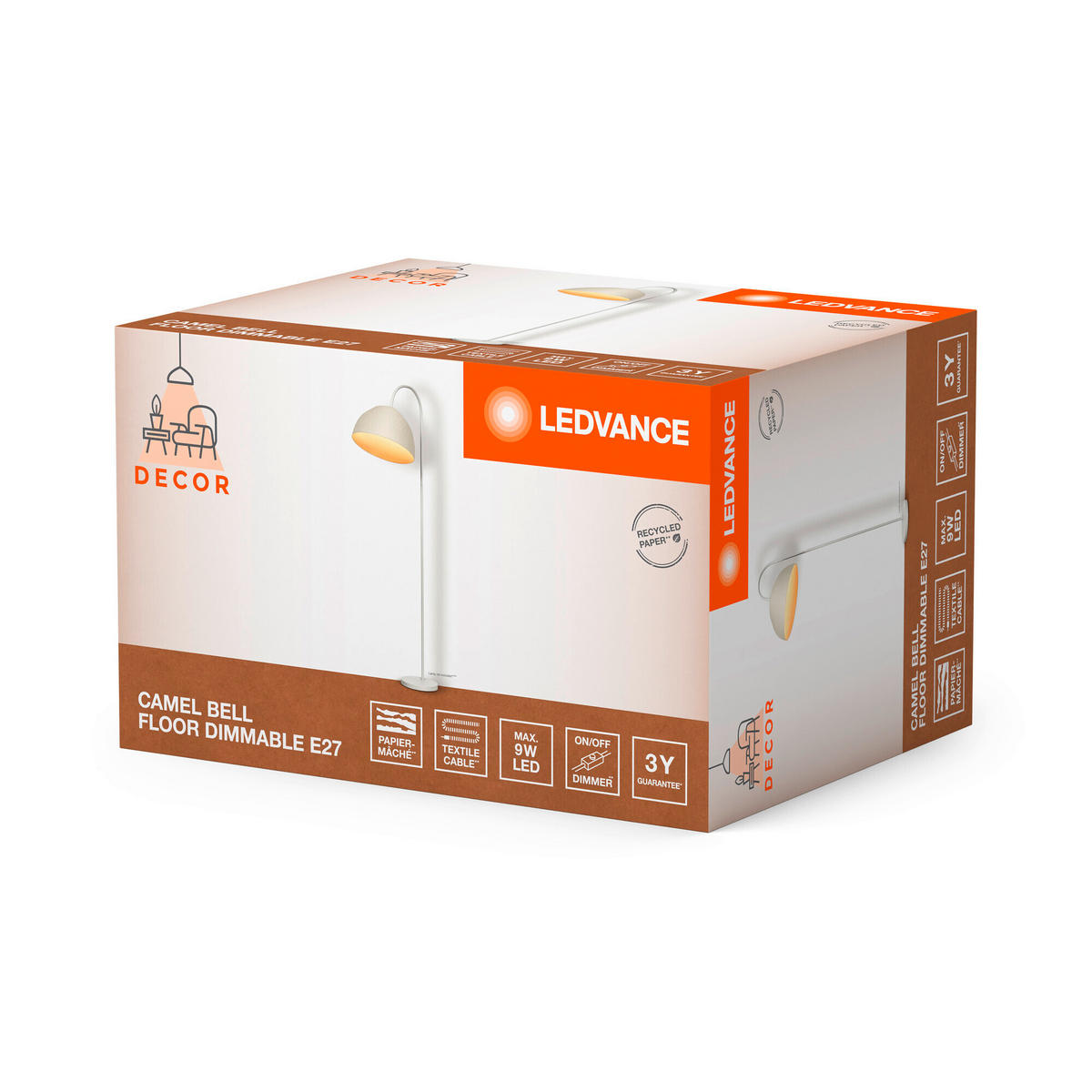 STEHLEUCHTE 37,5/60,3/153 cm    - KONVENTIONELL, Papier/Metall (37,5/60,3/153cm) - Ledvance