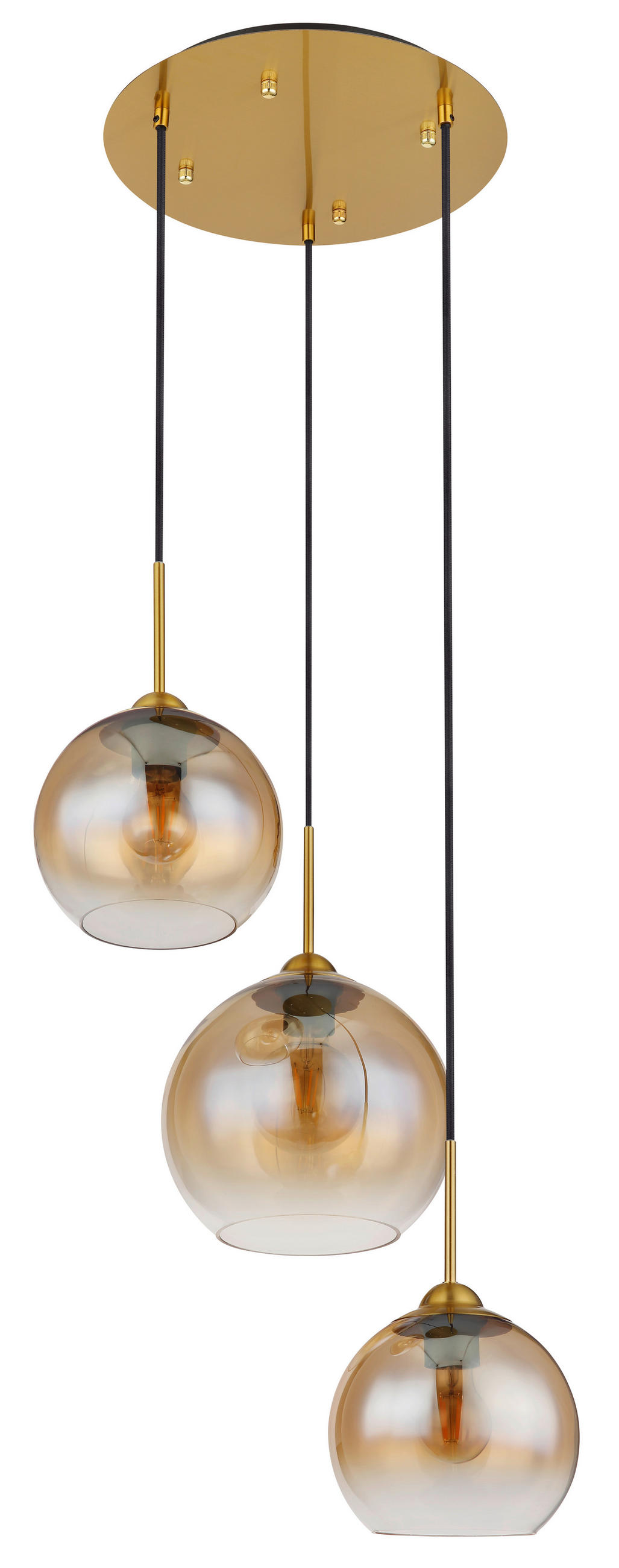 HÄNGELEUCHTE 43/150 cm    - Messingfarben, Design, Glas/Metall (43/150cm) - Globo