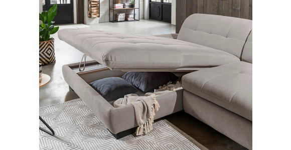 ECKSOFA  in Mikrofaser Hellgrau  198/290 cm  - Hellgrau/Schwarz, Design, Textil/Metall (198/290cm) - Xora