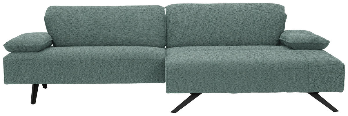 ECKSOFA in Flachgewebe Türkis  - Türkis/Anthrazit, Design, Textil/Metall (280/165cm) - Johann Jakob