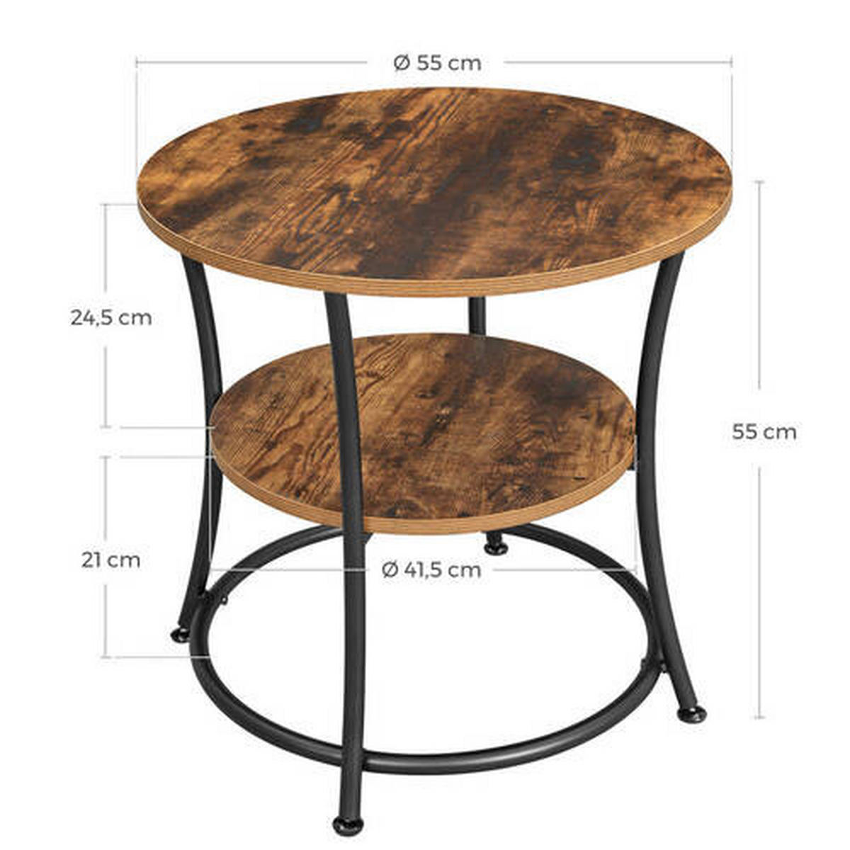 ODKLÁDACÍ STOLEK, hnědá, černá - černá/hnědá, Trend, kov/kompozitní dřevo (55/55/55cm) - Boxxx