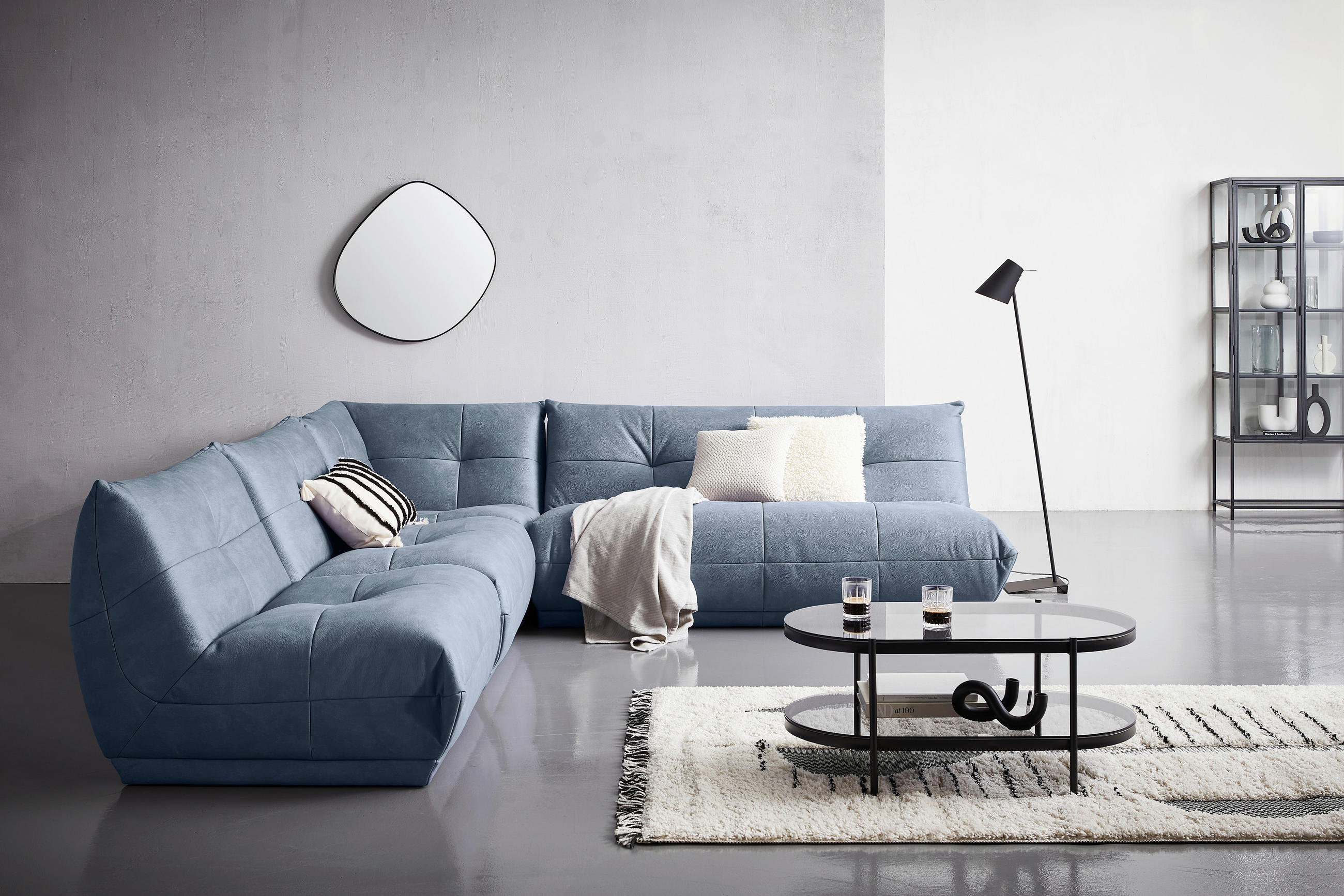 Thumbnail - Livetastic Sofaelement, Blaugrau, Textil, 2-Sitzer, 105x80x112 cm, Made in EU, Rücken echt, individuell planbar, Wohnzim...