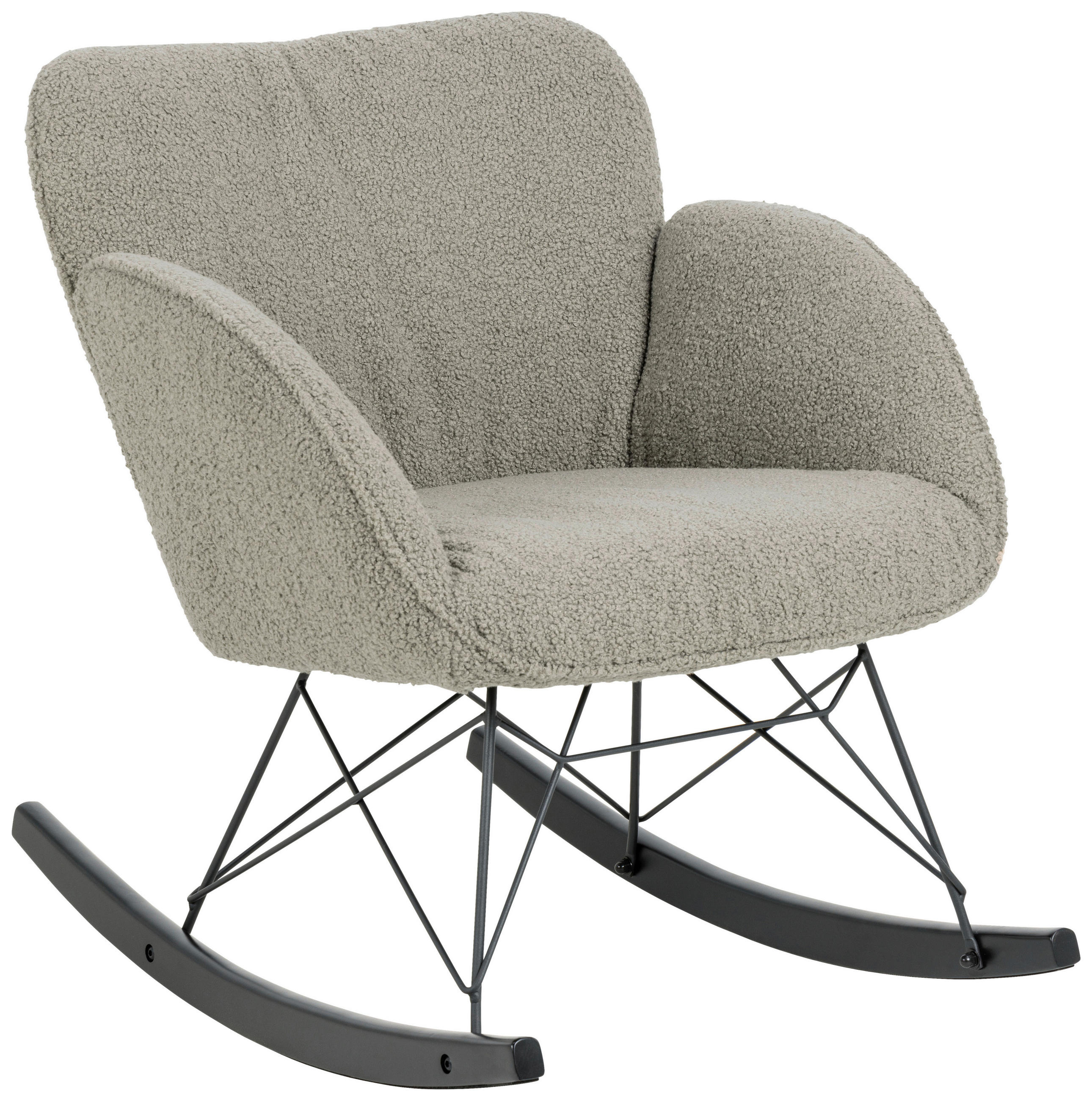 SCHAUKELSTUHL in Teddystoff Braun, Grau  - Schwarz/Braun, Design, Holz/Textil (67,5/80/90cm) - Livetastic