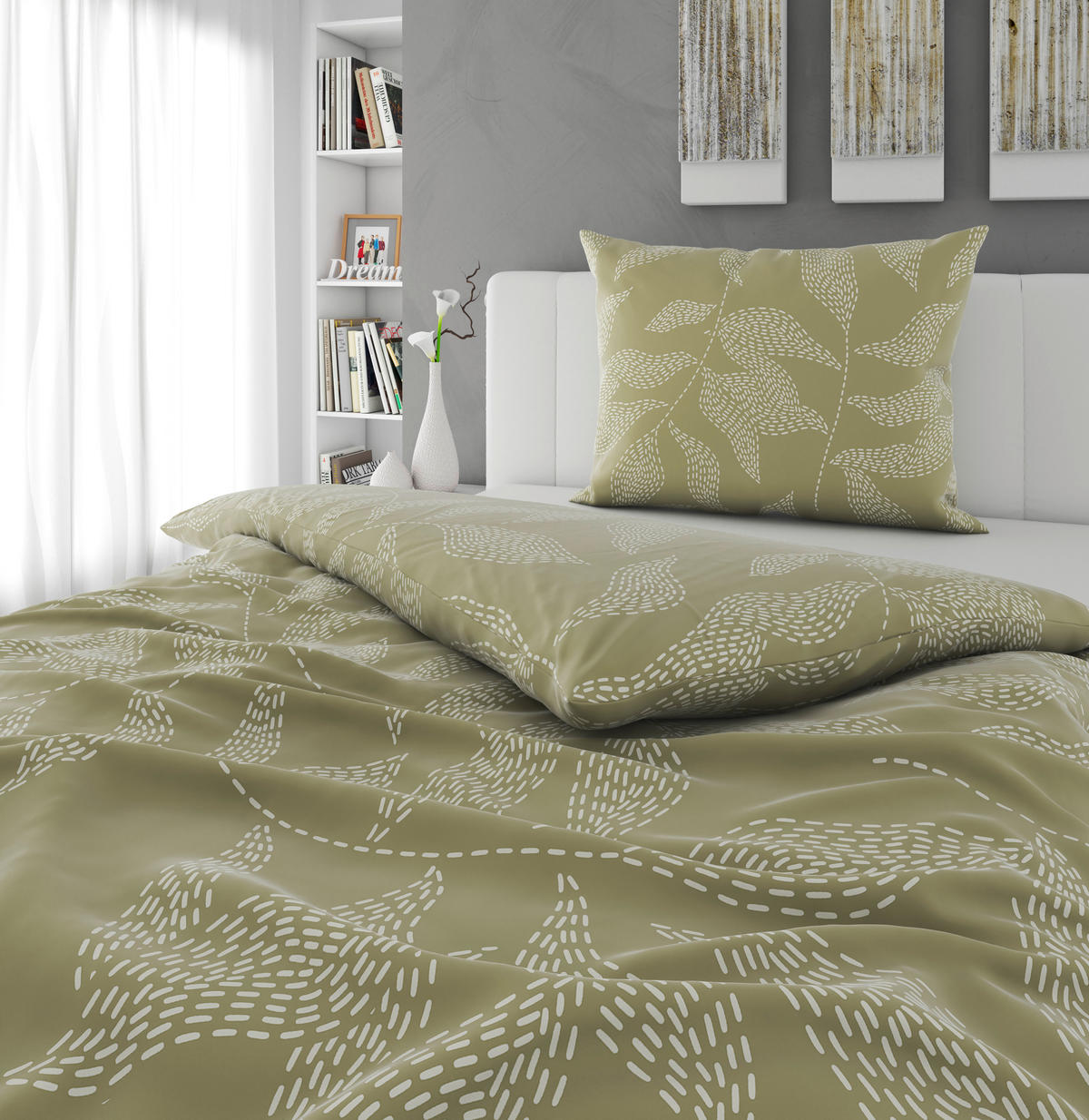 BETTWÄSCHE Mavie Satin 140/200 cm  - Grün, Basics, Textil (140/200cm) - Novel