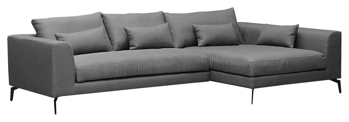 ECKSOFA in Flachgewebe Dunkelgrau  - Dunkelgrau/Schwarz, Design, Textil/Metall (313/172cm) - Livetastic