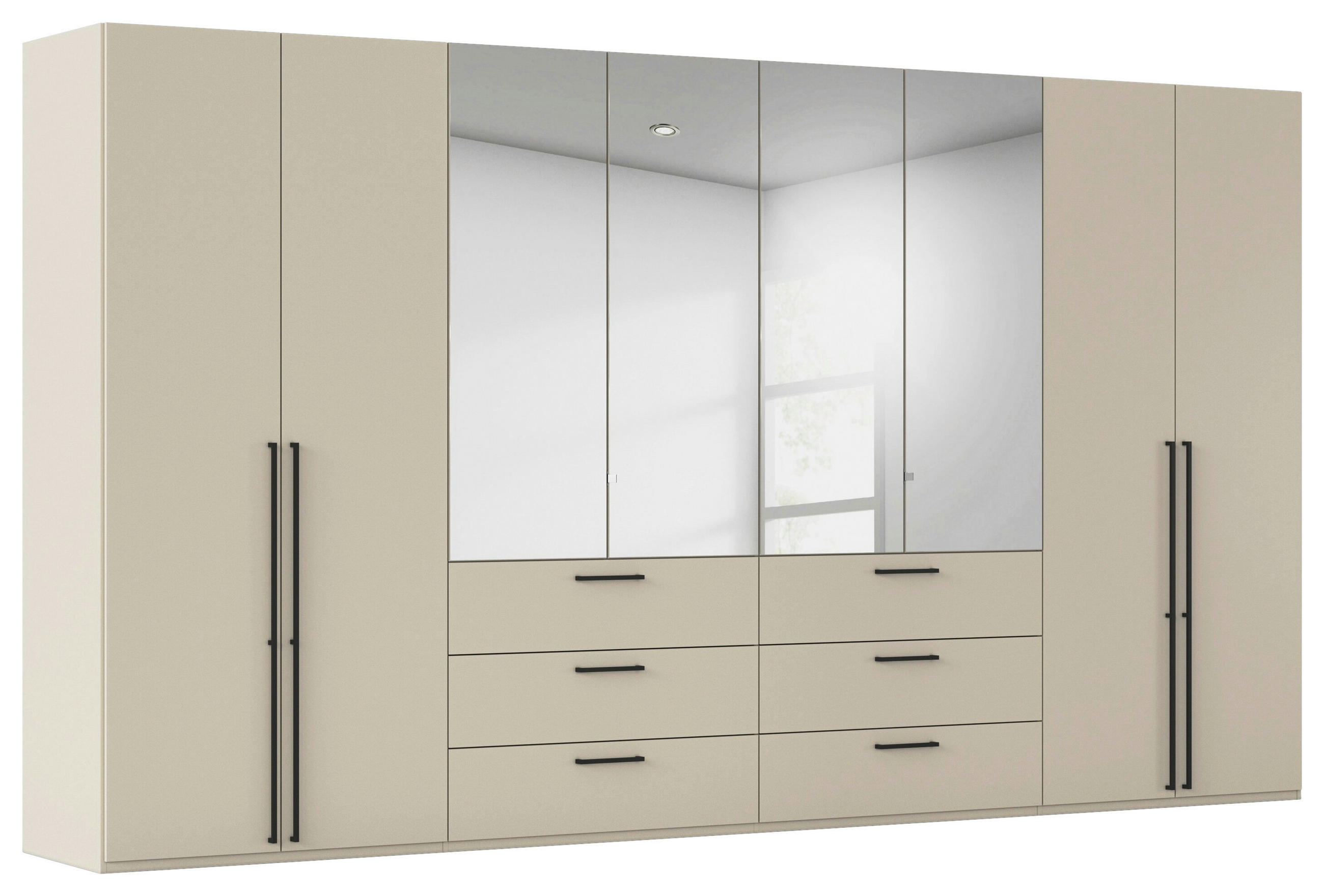 DREHTÜRENSCHRANK 400/223/61 cm,  in Champagner, 8-türig  - Chromfarben/Champagner, Basics, Glas/Holzwerkstoff (400/223/61cm) - Novel