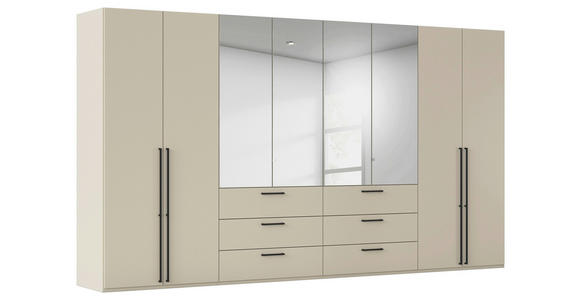 DREHTÜRENSCHRANK 400/223/61 cm,  in Champagner, 8-türig  - Chromfarben/Champagner, Basics, Glas/Holzwerkstoff (400/223/61cm) - Novel