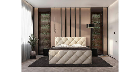 BOXBETT 180/200 cm  in Beige  - Beige/Schwarz, KONVENTIONELL, Kunststoff/Textil (180/200cm) - Carryhome