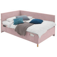POLSTERLIEGE Cord Rosa  - Eichefarben/Rosa, KONVENTIONELL, Holz/Textil (140/200cm) - Stylife