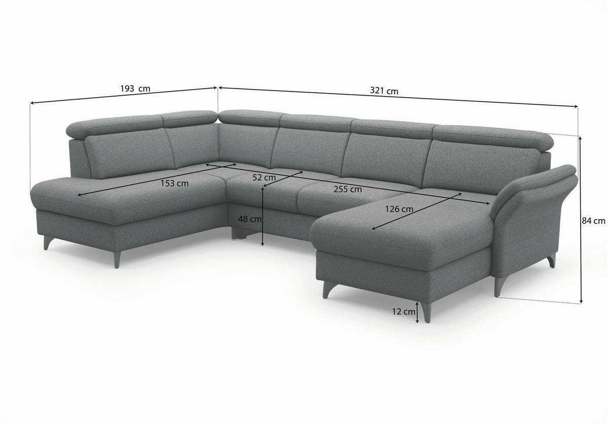 WOHNLANDSCHAFT GLENDALE E Olivgrün Flachgewebe  - Eichefarben/Olivgrün, KONVENTIONELL, Holz/Textil (193/321/166cm) - Sit & More