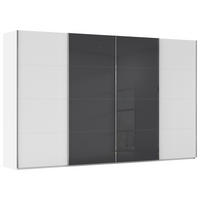 SCHWEBETÜRENSCHRANK 361/223/68 cm,  in Schwarz, Weiß, 4 Tür(en)  - Chromfarben/Schwarz, KONVENTIONELL, Glas/Holzwerkstoff (361/223/68cm) - Novel