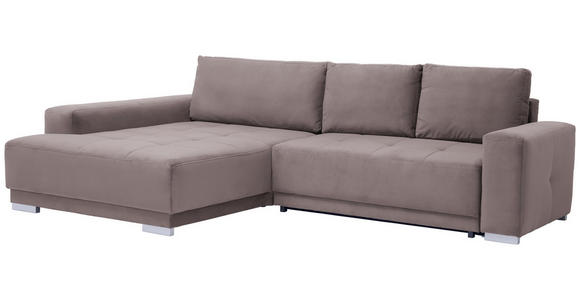 ECKSOFA inkl. Funktionen Rotbraun Flachgewebe  - Rotbraun/Silberfarben, Design, Holz/Textil (195/293cm) - Cantus