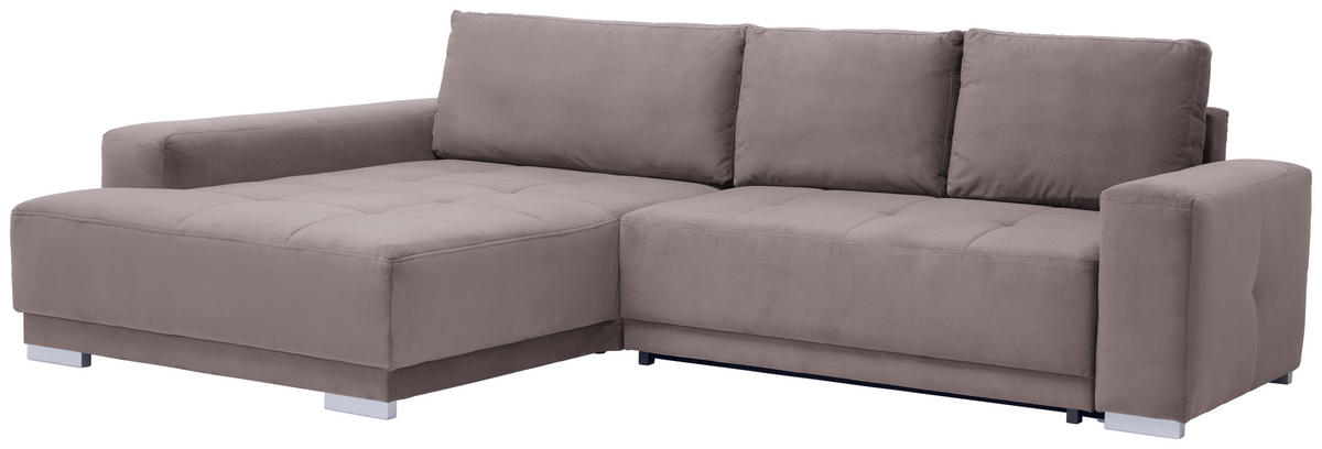 ECKSOFA inkl. Funktionen Rotbraun Flachgewebe  - Rotbraun/Silberfarben, Design, Holz/Textil (195/293cm) - Cantus