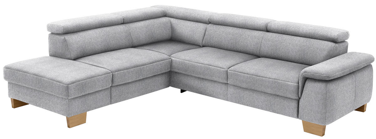 ECKSOFA in Mikrofaser Hellgrau  226/273 cm  - Eichefarben/Beige, Natur, Holz/Textil (226/273cm) - Beldomo System