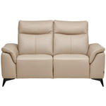 2-SITZER-SOFA  in Echtleder Beige   - Beige/Schwarz, Design, Leder/Metall (176/105/98cm) - Belluti
