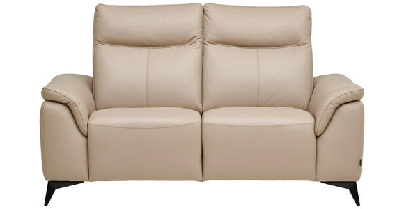 2-SITZER-SOFA Beige Echtleder  - Beige/Schwarz, Design, Leder/Metall (176/105/98cm) - Belluti