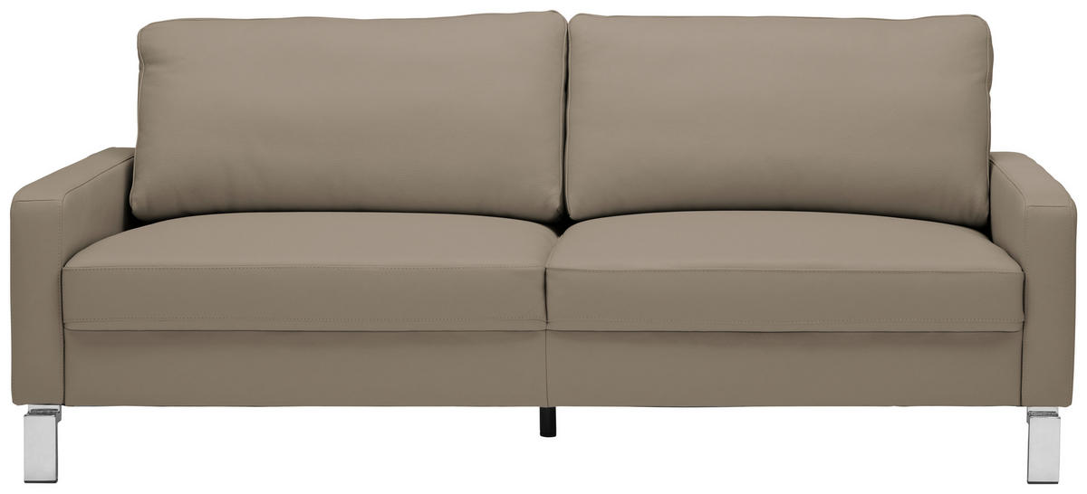 2-SITZER-SOFA  in Echtleder Taupe  - Taupe/Chromfarben, Design, Leder/Metall (184/81/97cm) - Pure Home Lifestyle