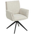 ARMLEHNSTUHL  in Eisen Flachgewebe  - Beige/Schwarz, MODERN, Textil/Metall (65/90/60cm) - Novel
