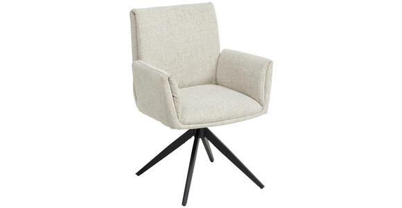 ARMLEHNSTUHL in Eisen Flachgewebe - Beige/Schwarz, MODERN, Textil/Metall (65/90/60cm) - Novel