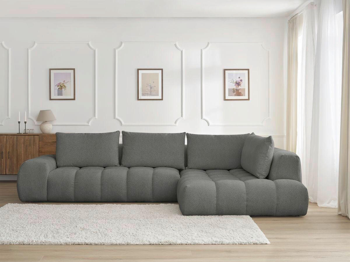 ECKSOFA Ottomane rechts  EVEREST Dunkelgrau Flachgewebe  - Dunkelgrau/Schwarz, MODERN, Kunststoff/Textil (352/210cm) - Livetastic