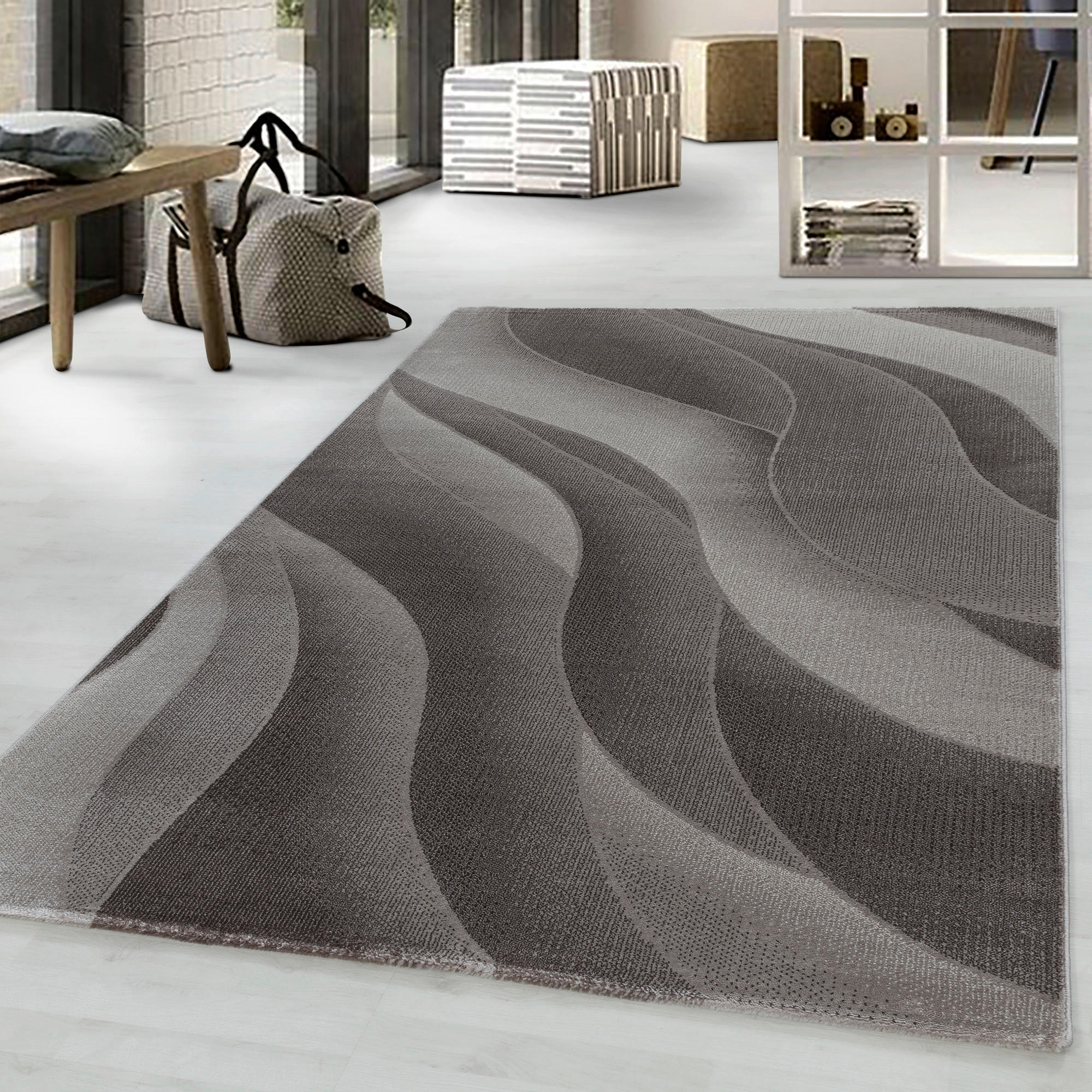 VÄVD MATTA 140/200 cm Costa 3523 Brown  - brun, Design, textil (140/200cm)