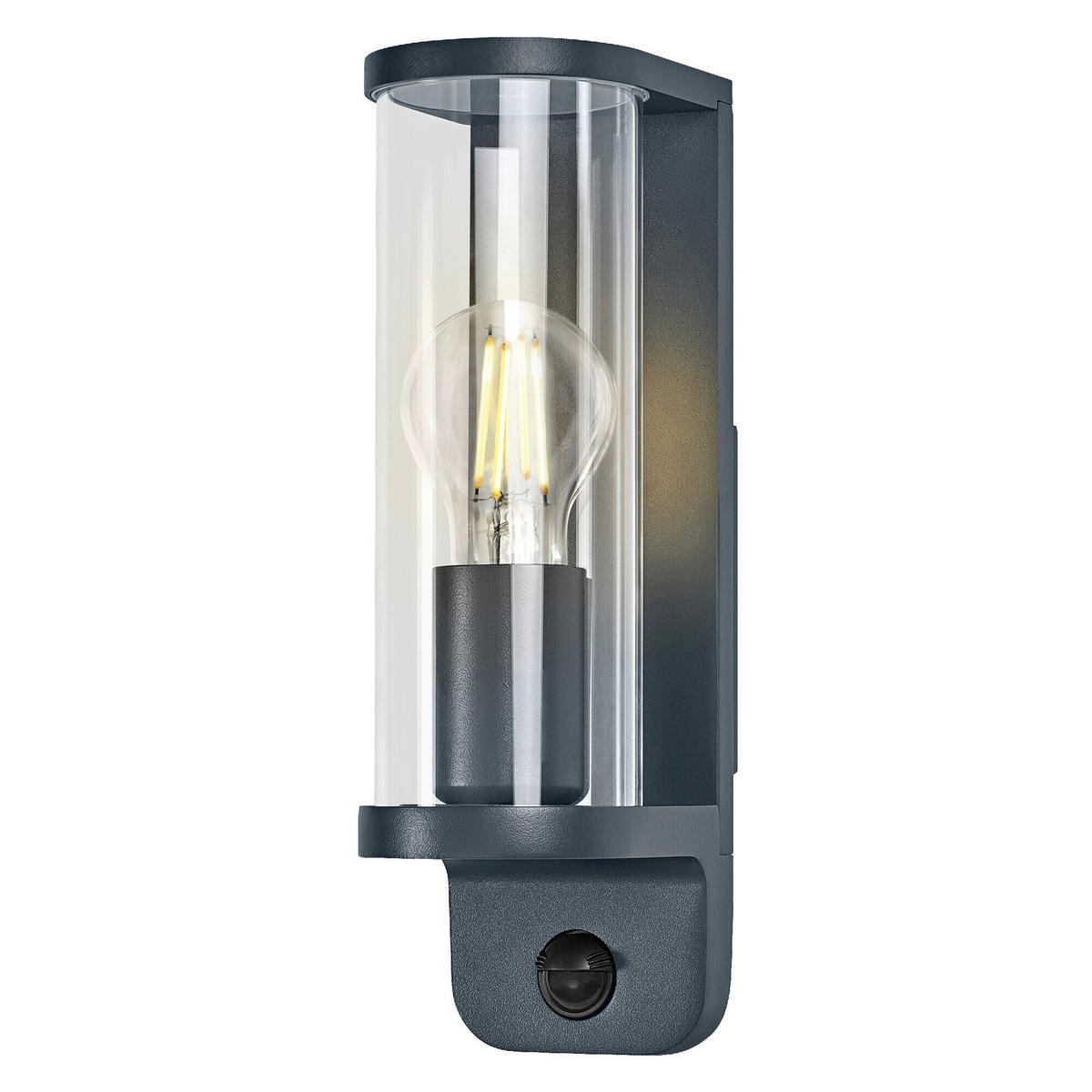AUßENLEUCHTE 8,2/11,8/27,8 cm   - Dunkelgrau, Basics, Glas/Metall (8,2/11,8/27,8cm) - Osram