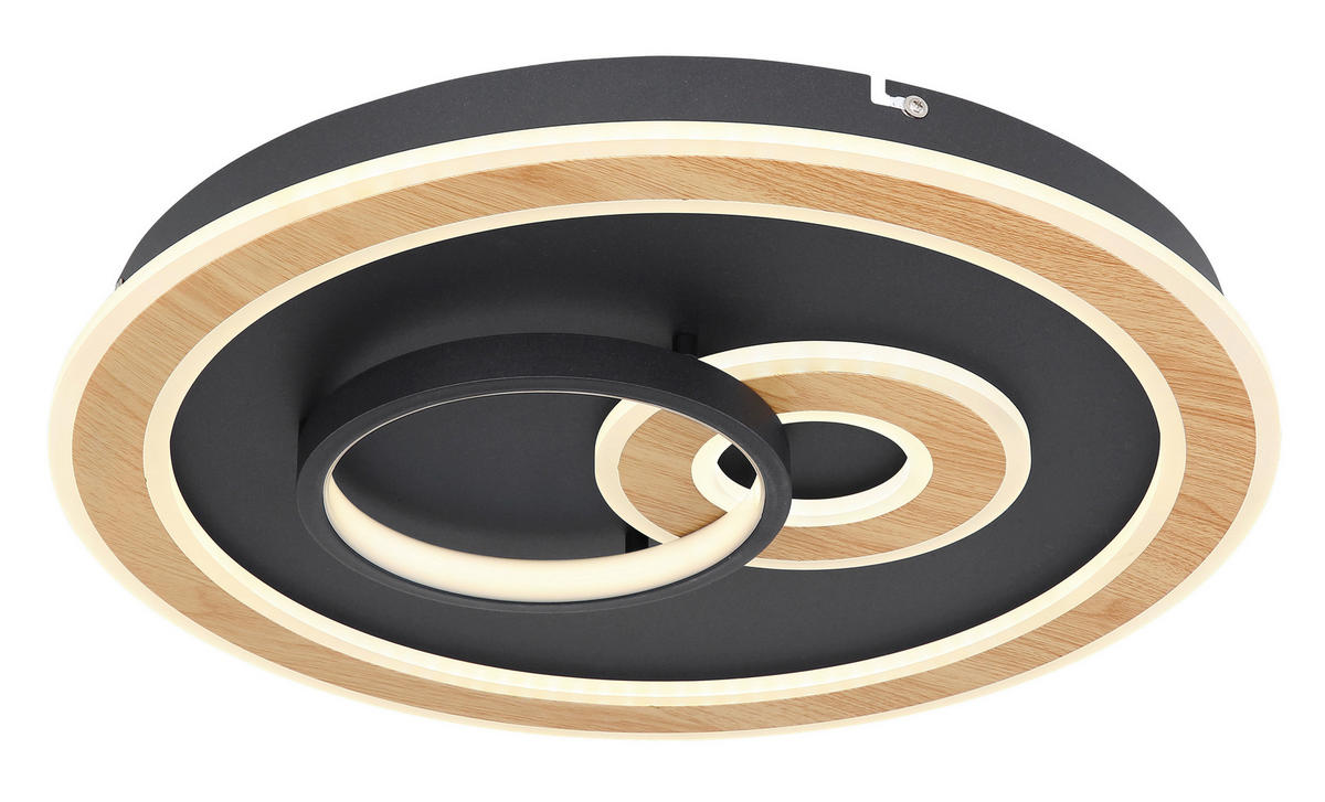 LED-DECKENLEUCHTE 50 W  50/7 cm    - Opal/Schwarz, Design, Kunststoff/Metall (50/7cm) - Globo