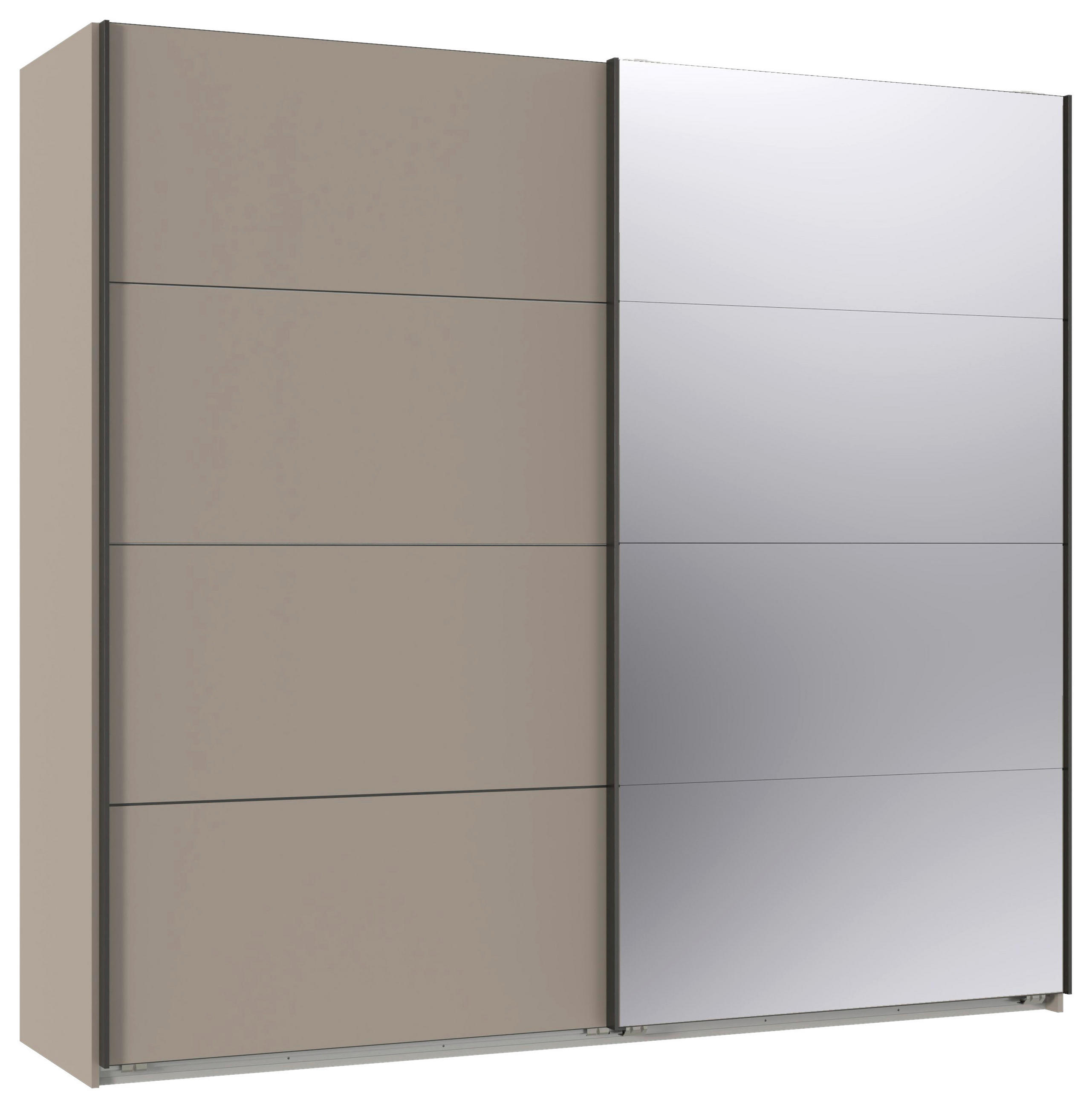 SCHWEBETÜRENSCHRANK Graphitfarben, Sahara  - Schwarz/Graphitfarben, Design, Glas/Holzwerkstoff (225/208/65cm) - Carryhome