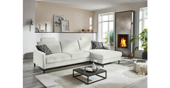 ECKSOFA  in Chenille, Flachgewebe Naturfarben  316/175 cm  - Schwarz/Naturfarben, Design, Textil/Metall (316/175cm) - Dieter Knoll