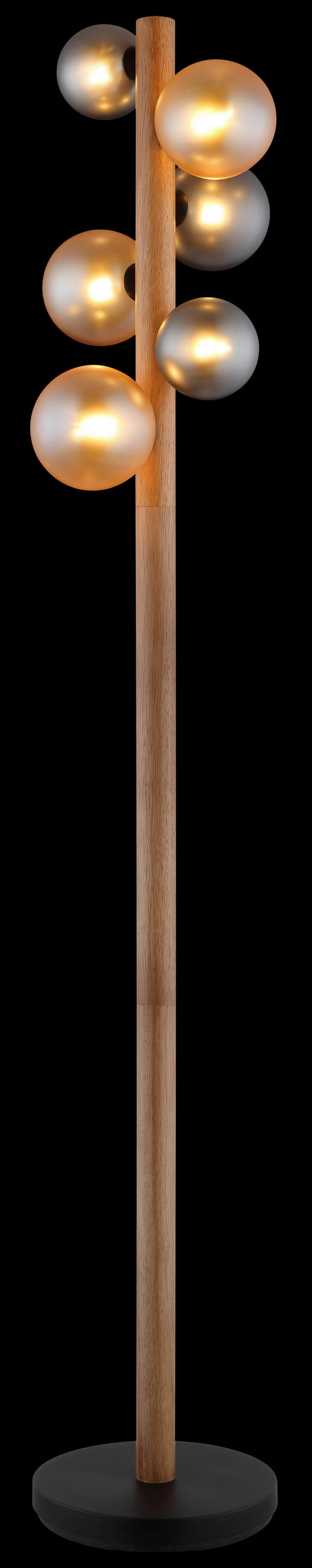 STEHLEUCHTE 29/150 cm    - Dunkelbraun/Schwarz, Basics, Glas/Holz (29/150cm) - Globo