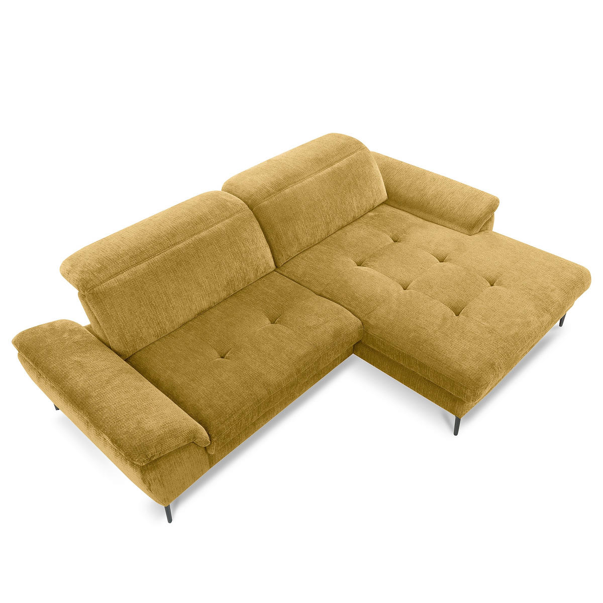 ECKSOFA  Webstoff Senfgelb  - Senfgelb/Schwarz, Design, Textil/Metall (268/195cm) - Livetastic