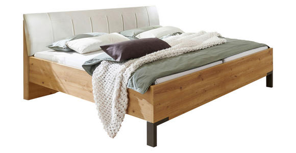 BETT 180/200 cm,  in Champagner, Eiche Bianco,  - Schieferfarben/Eiche Bianco, Design, Metall (180/200cm) - Novel