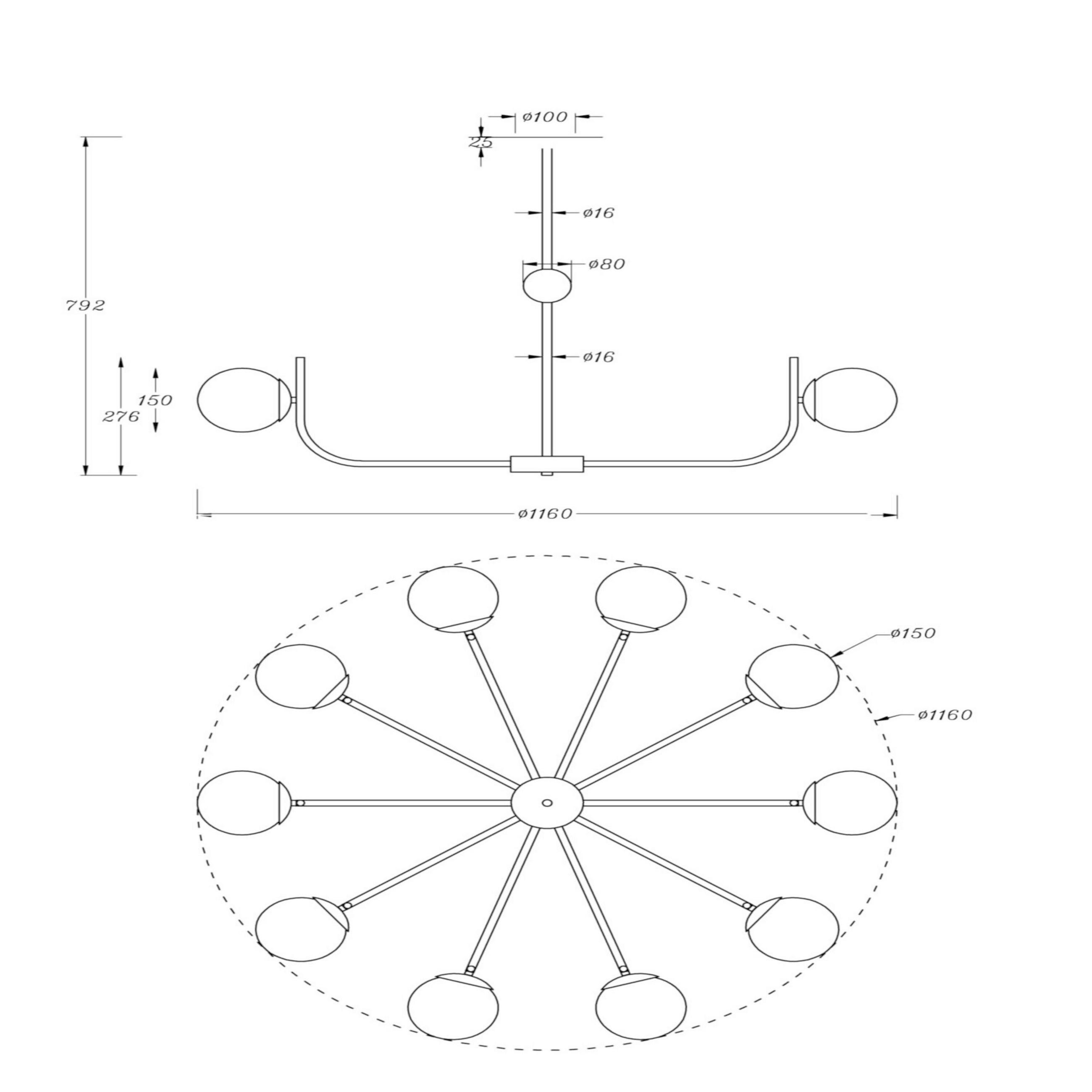 KRONLEUCHTER 116/27,6/116 cm   - Messingfarben, Basics, Glas/Metall (116/27,6/116cm) - MAYTONI