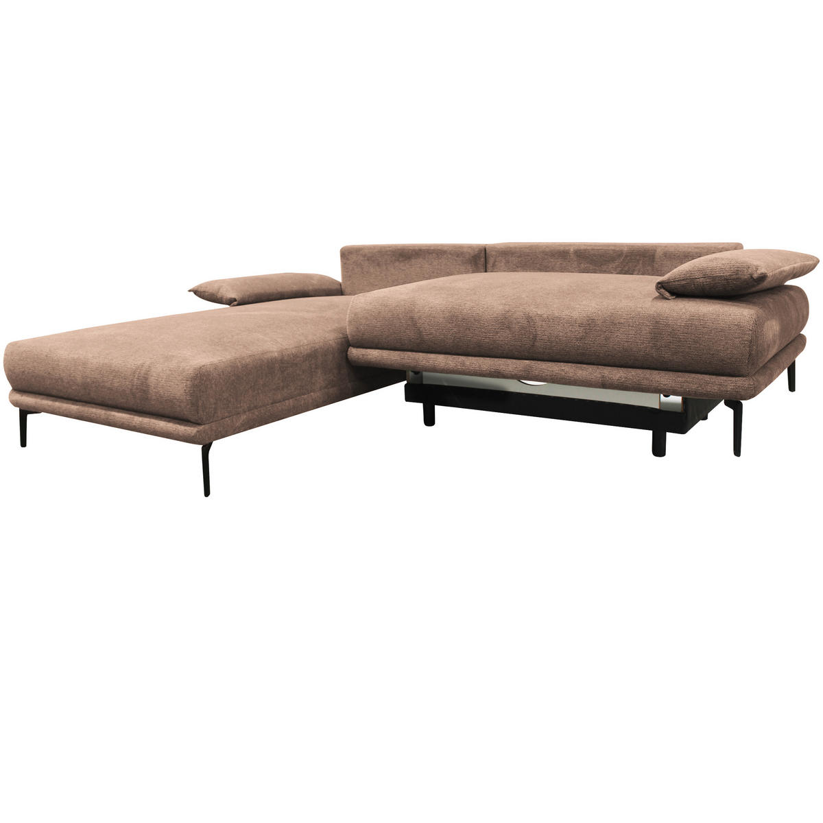 ECKSOFA Beige Webstoff  - Beige/Schwarz, Design, Textil/Metall (192/260cm) - MID.YOU