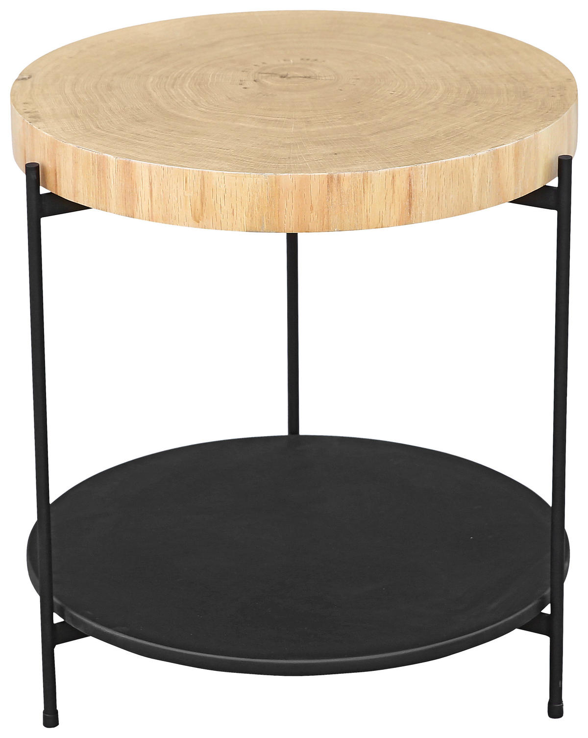 BEISTELLTISCH 50/50/55 cm Eiche furniert Schwarz, Eichefarben rund  - Eichefarben/Schwarz, Natur, Holz/Holzwerkstoff (50/50/55cm) - Waldwelt