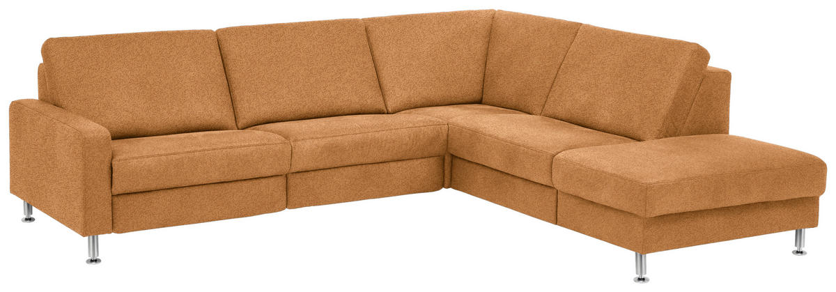 ECKSOFA in Mikrofaser Hellbraun  - Hellbraun/Alufarben, Design, Textil/Metall (275/242cm) - Dieter Knoll