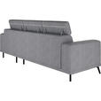 ECKSOFA Grau Chenille  - Schwarz/Grau, KONVENTIONELL, Textil/Metall (264/178cm) - Hom`in