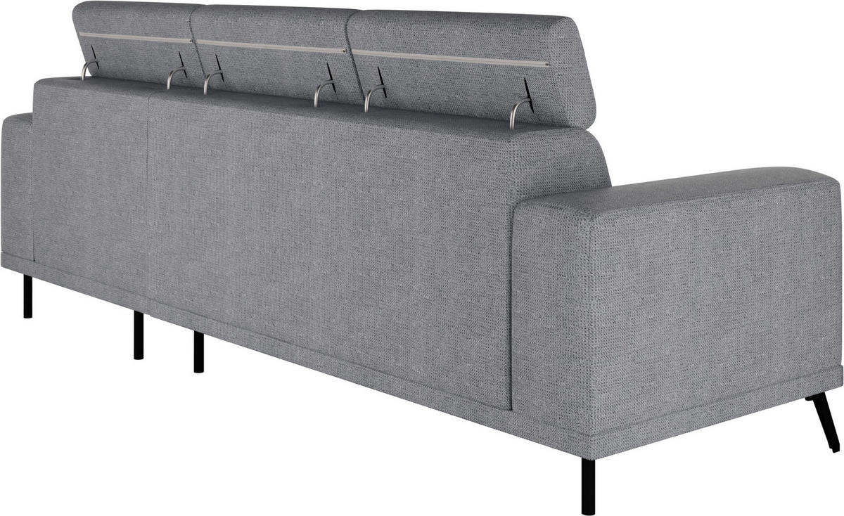 ECKSOFA Grau Chenille  - Schwarz/Grau, KONVENTIONELL, Textil/Metall (264/178cm) - Hom`in