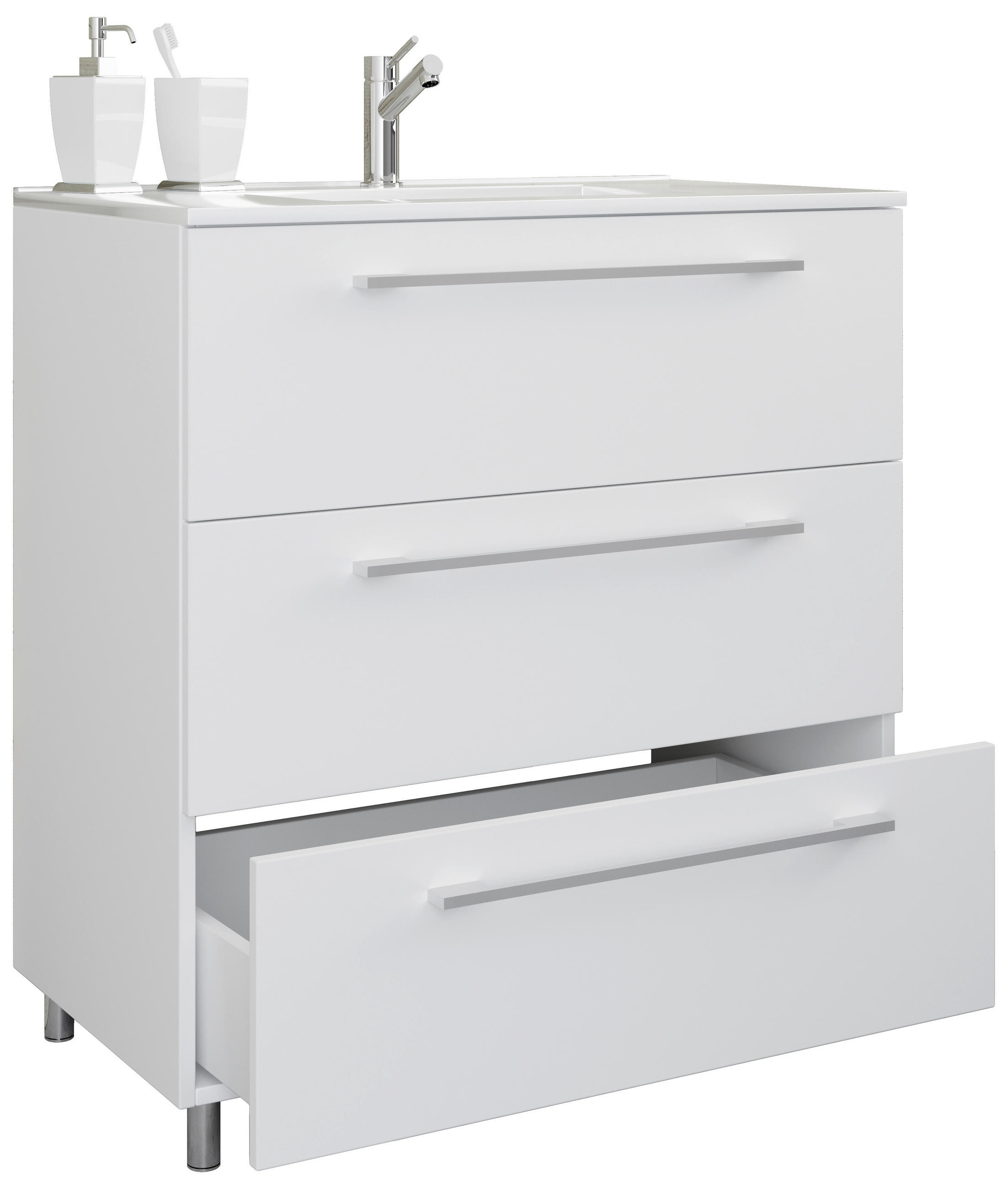 WASCHTISCHKOMBI 80 cm - Alufarben/Weiß, MODERN, Keramik/Holzwerkstoff (80cm) - MID.YOU