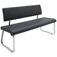SITZBANK in Metall, Kunststoff Schwarz, Edelstahlfarben  - Edelstahlfarben/Schwarz, Design, Kunststoff/Metall (175/86/59cm) - Livetastic