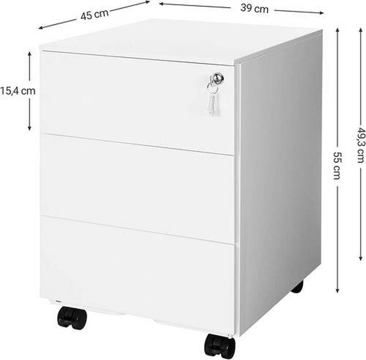 KONTAJNER NA KOLIESKACH, 39/55/45 cm - biela, Basics, kov/plast (39/55/45cm) - Boxxx