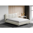 POLSTERBETT 180/200 cm,  in Creme, gepolstertes Kopfteil,  - Creme/Schwarz, Design, Leder/Metall (180/200cm) - Esposa