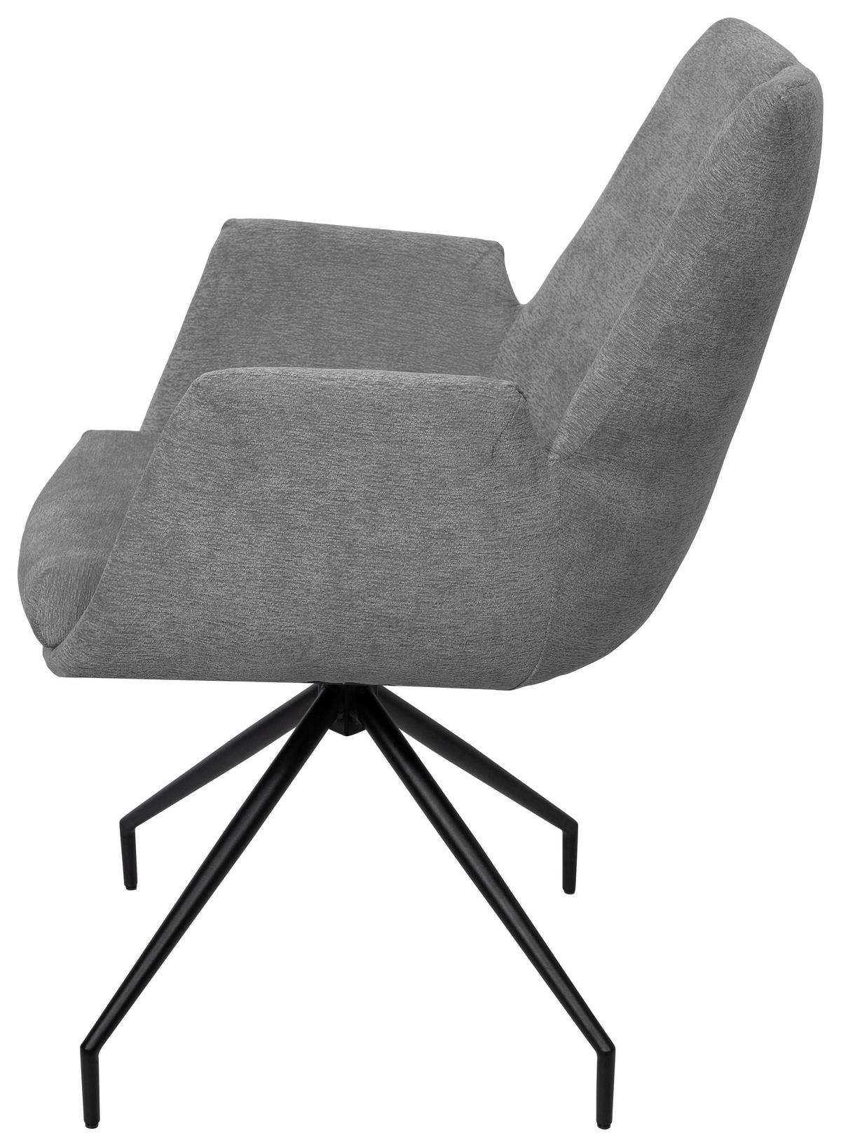 ARMLEHNSTUHL  in Schmiedeeisen Webstoff  - Schwarz/Grau, Design, Textil/Metall (58/89,5/64cm) - Novel