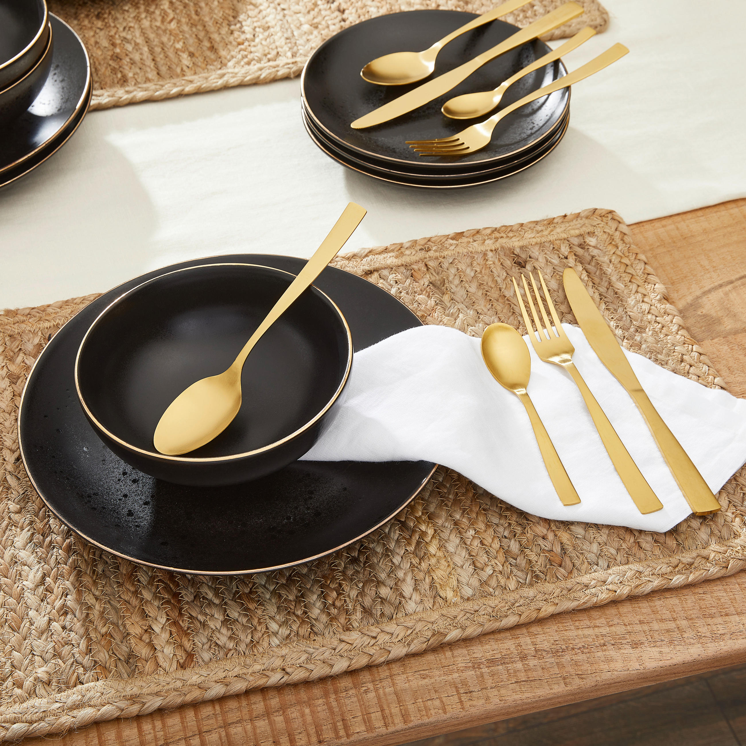 BESTECKSET 16-teilig Edelstahl  - Goldfarben, Basics, Metall (17,5/24/5cm)