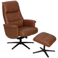 RELAXSESSELSET Lederlook Echtleder    - Schwarz/Kupferfarben, Design, Leder/Textil (76/107/79cm) - Livetastic