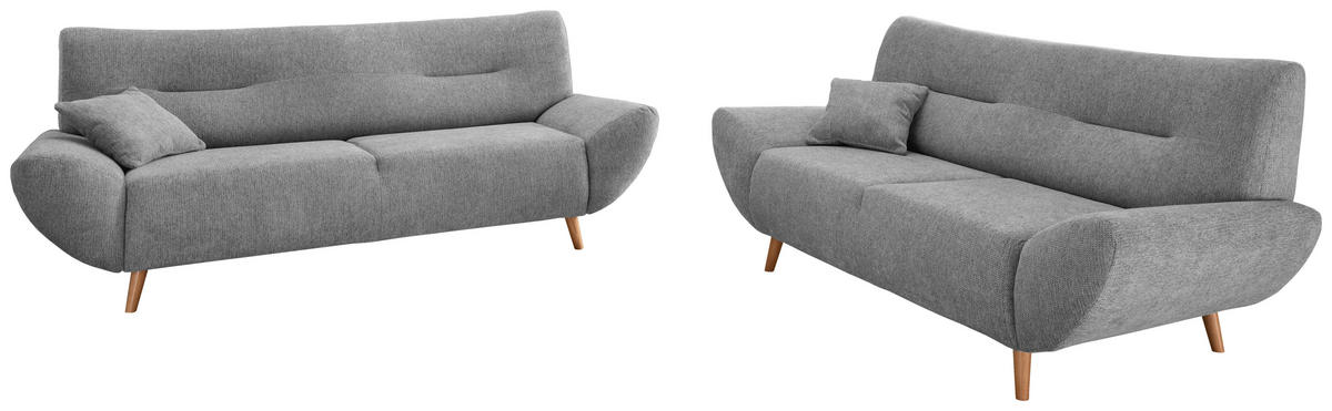 2-SITZER-SOFA in Chenille Silberfarben  - Wildeiche/Silberfarben, MODERN, Holz/Textil (173/81/90cm) - MID.YOU