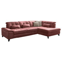 ECKSOFA  in Echtleder Dunkelrot  309/211 cm  - Schwarz/Dunkelrot, Design, Leder/Metall (309/211cm) - Beldomo Speed